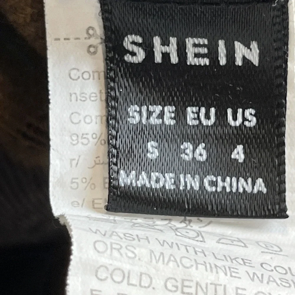 SHEIN Women's LUNE Button Front Plaid‎ Print Drop Shoulder Shirt AN3 Brown Small - Picture 3 of 6